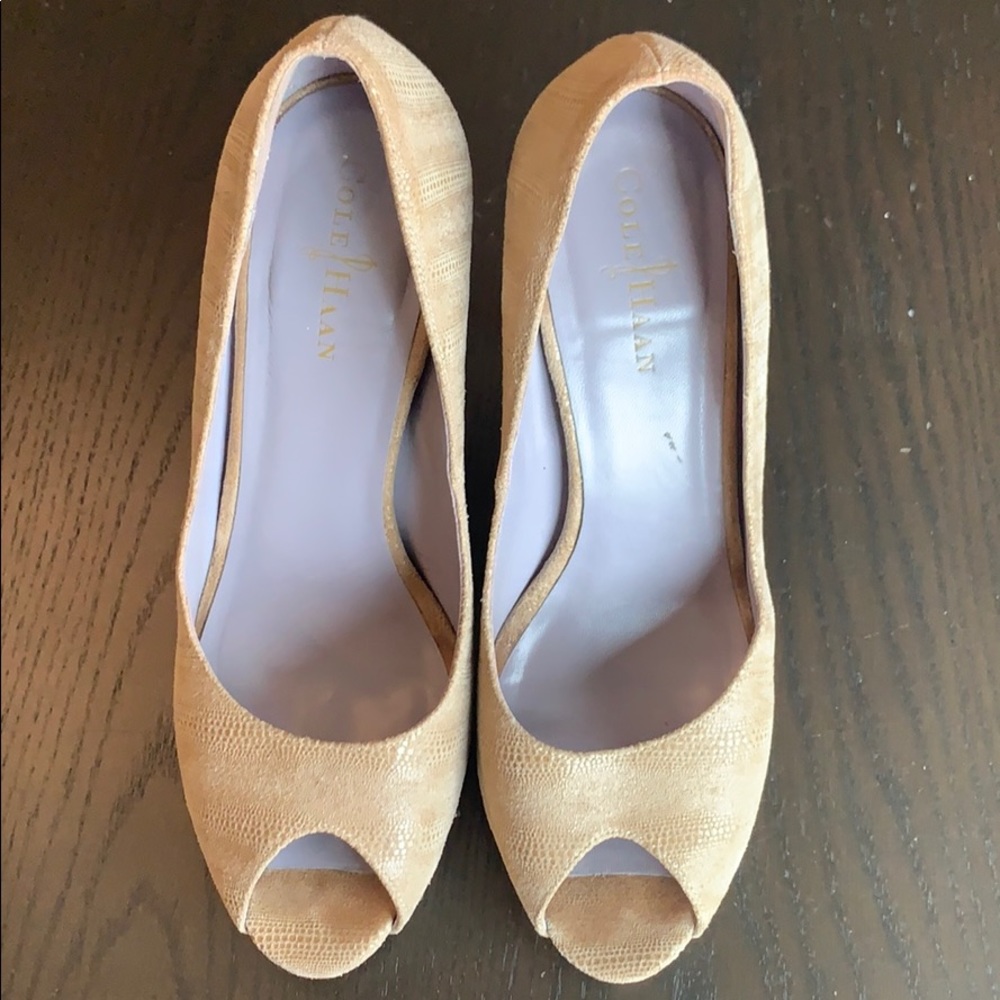 Nude Cole Haan peep toe, Nike Air pumps, 9.5